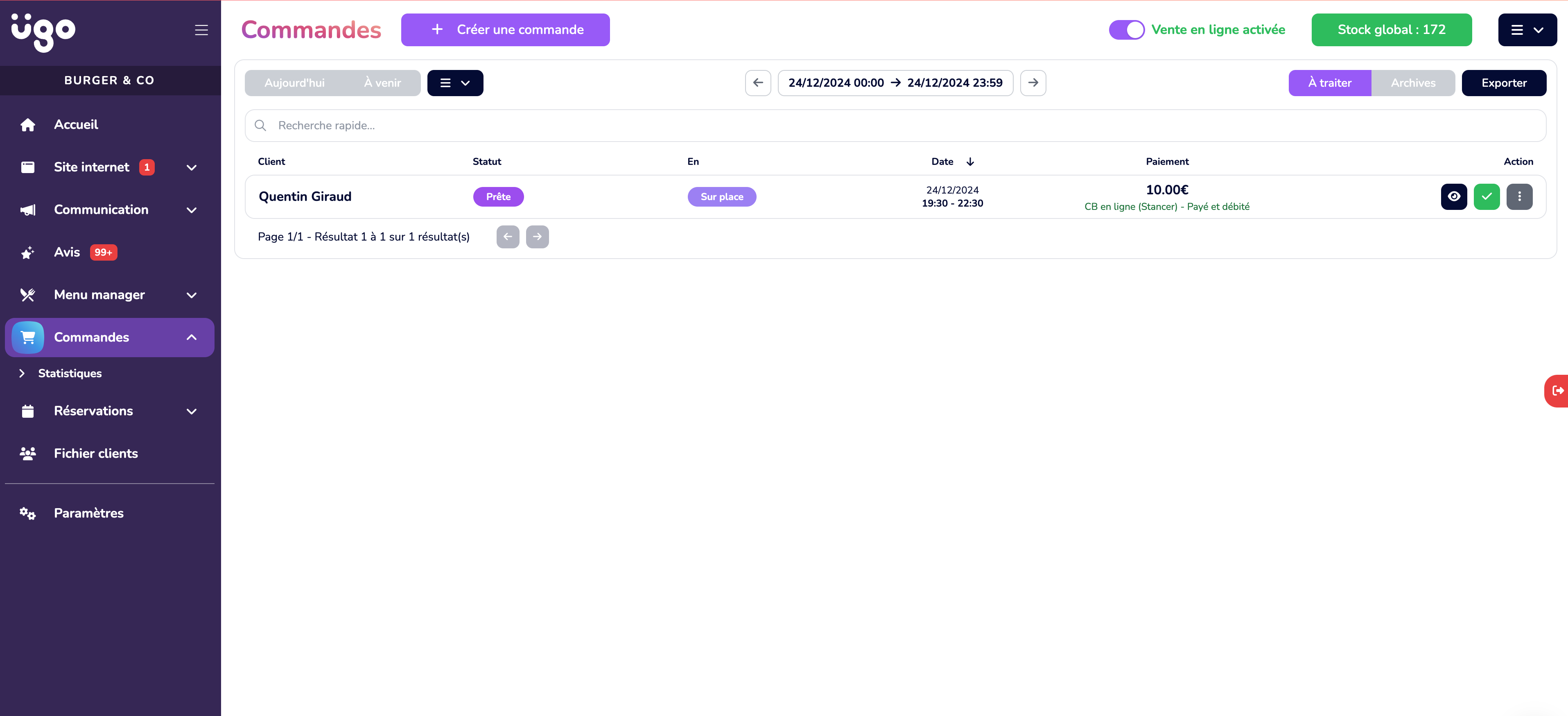 Liste de commandes UGO